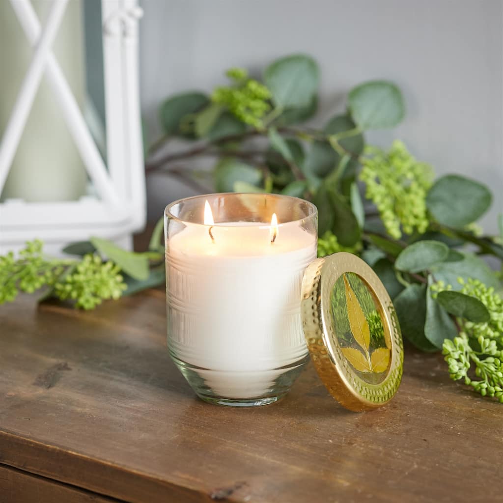 White Currant Soy Wax Christmas Candle with Glass Holder - 5" - Gold