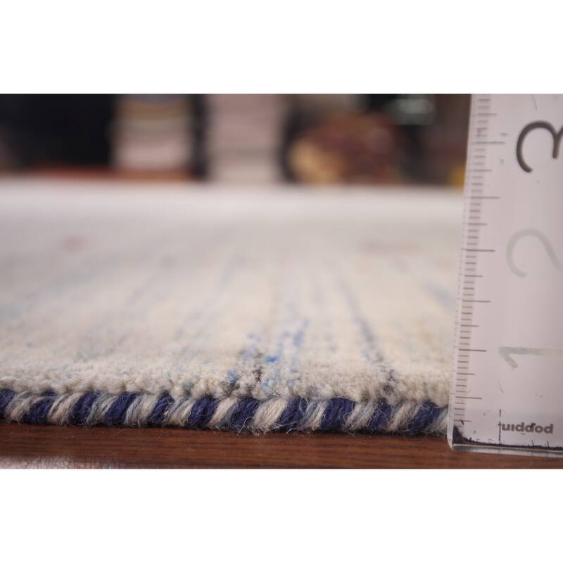 Gabbeh Indian Area Rug Handmade Beige Wool Carpet - 6'6"x 9'10"