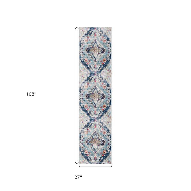 HomeRoots Medallion Transitional Runner Area Rug