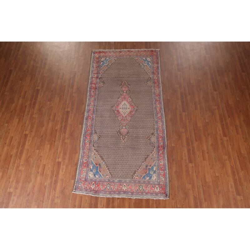Brown Koliaei Persian Vintage Area Rug Handmade Wool Carpet - 5'0"x 10'6"