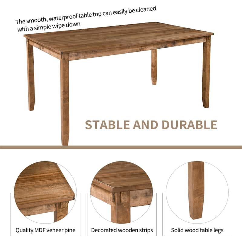 Merax Wooden 6-Piece Kitchen Dining Set with Bench and 4 Dining Chairs