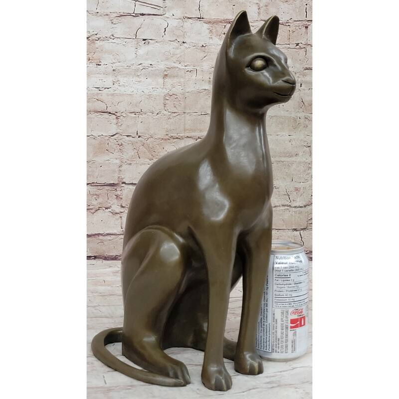 Hot Cast Bronze Metal Sitting Imitative Cat Sculpture Statue Figure Feline Collectible Art