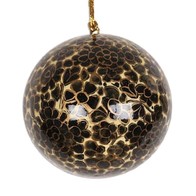 Novica Handmade Holiday Blossoms In Black Papier Mache Ornaments (Set Of 4)