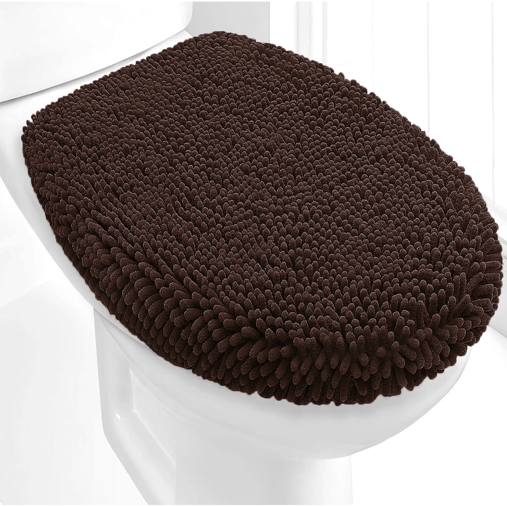 18"x18" - Brown Soft Cozy Plush Chenille Toilet Seat Cover