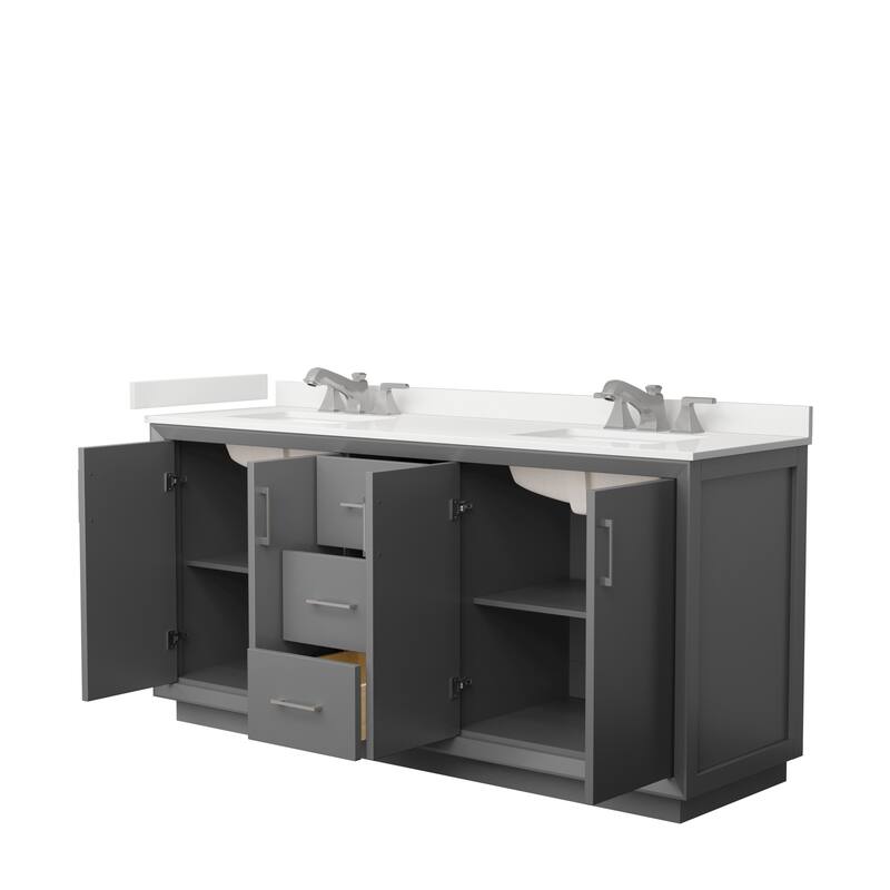 Strada 72-inch Double Vanity, Quartz Top
