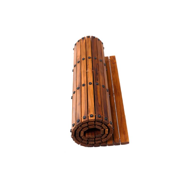 Nordic Style Oiled Extra Large Teak String Mat with Rubber Footing 59″ x 35″