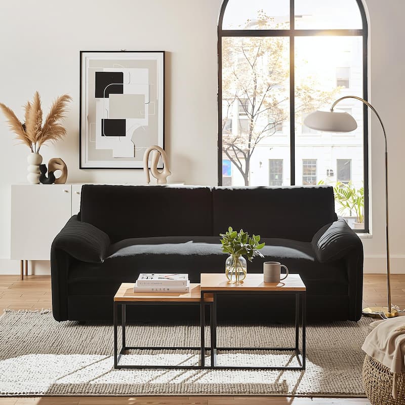 Homy Casa Faux Leather Pull-Out Sofa Bed, 2-in-1 Convert Sleeper Couch