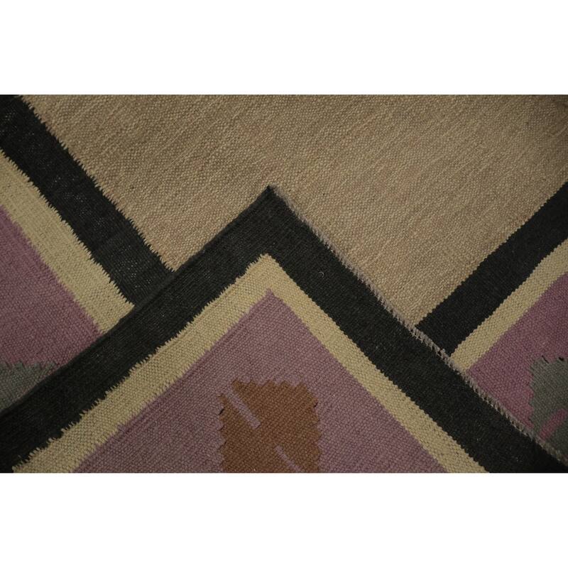 Hand Woven Oriental 100% Wool Carpet Southwestern Tribal Brown Kilim Area Rug - 10' 0'' X 8' 2''