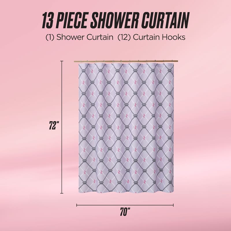 Juicy Couture 13-Piece Shower Curtain and Hooks Set