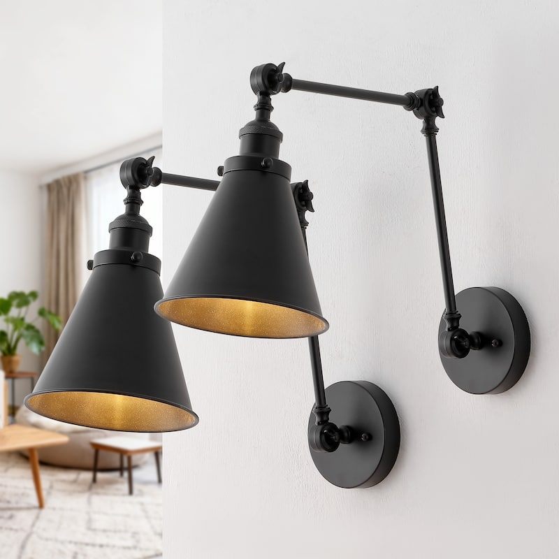 Rover 7" Adjustable Arm Metal LED Wall Sconce by JONATHAN Y - 2 - Black - (Set 2)