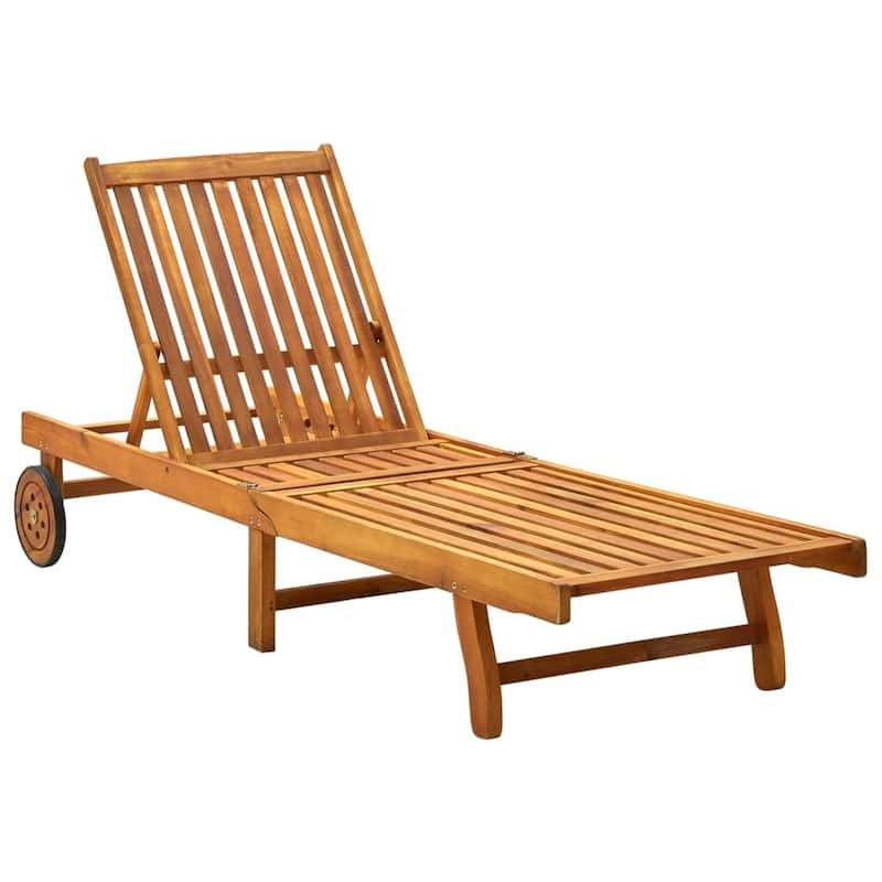 vidaXL Patio Lounge Chair Outdoor Sunbed Poolside Sunlounger Solid Wood Acacia - 78.3" x 23.2"/24.8" x 11.8"/24.4"/29.9"/33.5" - Brown - sunlounger