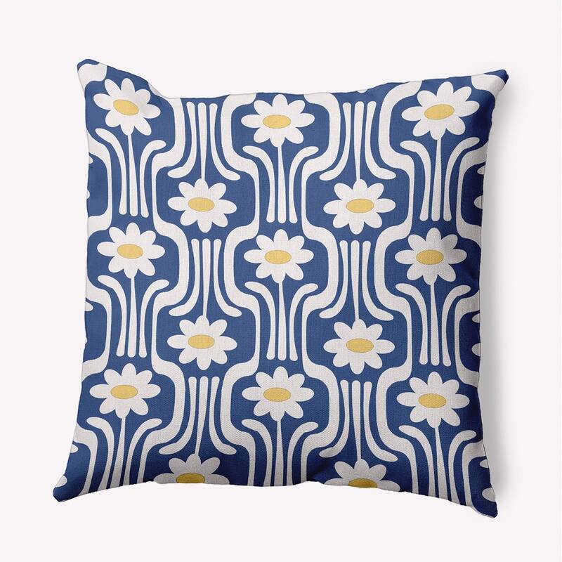 Daisys and Squiggles Indoor/Outdoor Throw Pillow - Nautical Navy - 16" x 16"