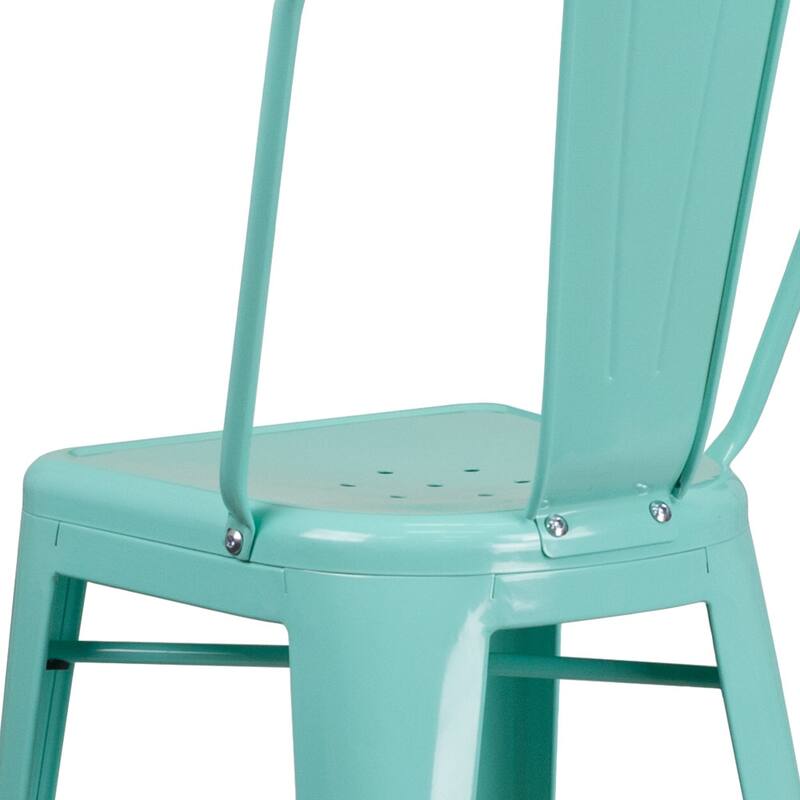4 Pack 30" High Metal Indoor-Outdoor Barstool with Back - Kitchen Furniture