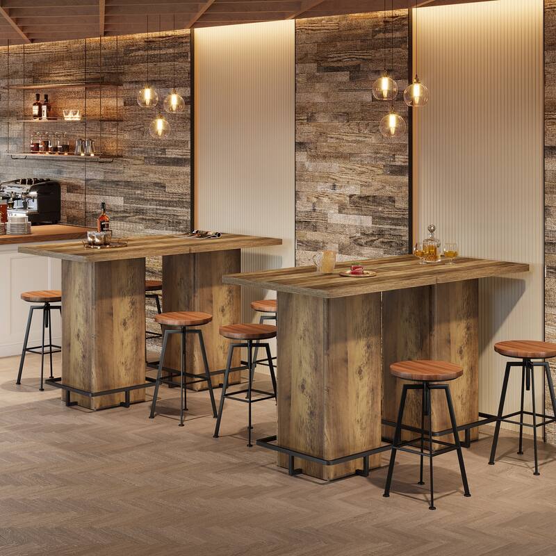 High Wood Bar Table, Bistro Pub Table, Dining Coffee Cocktail Living Room Accent Pub Desk
