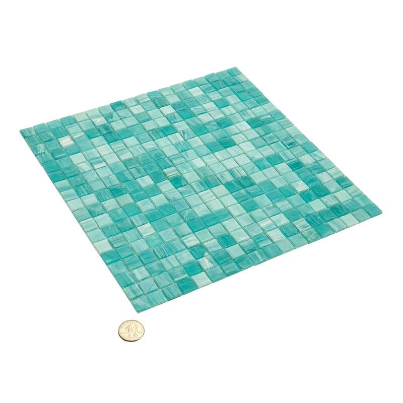 Apollo tile 12" x 12" Skosh Glossy Aqua Green Glass Tile (18.69 sq ft/case) - 20 Pack