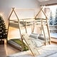 preview thumbnail 2 of 22, Artsy Twin over Queen House Bunk Bed with Climbing Nets and Climbing Ramp, Maximized Space & Playful Design