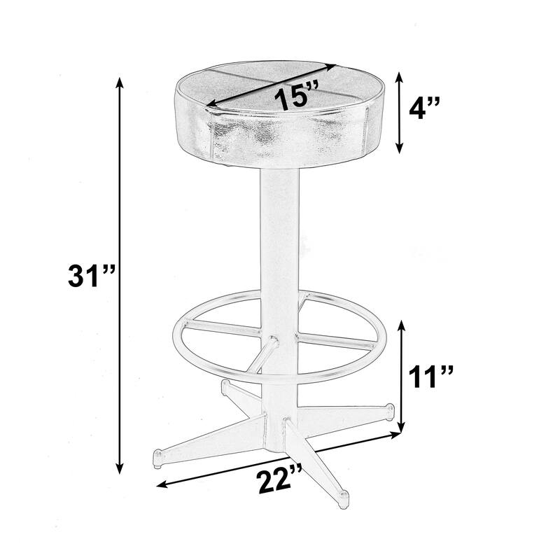Malcolm 30 in. Seat Height Leather and Iron Bar Stool with Footrest