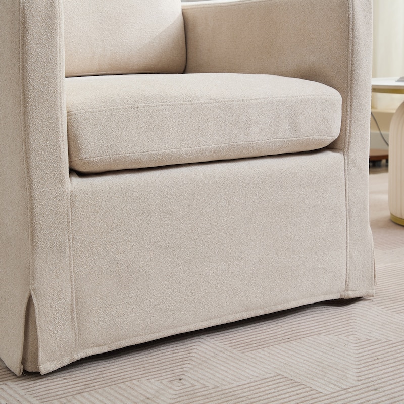 29.92" Swivel Accent Chair, Upholstered Skirted Swivel Chair with Removable Back Cushion, 360 Degree Comfy Armchair