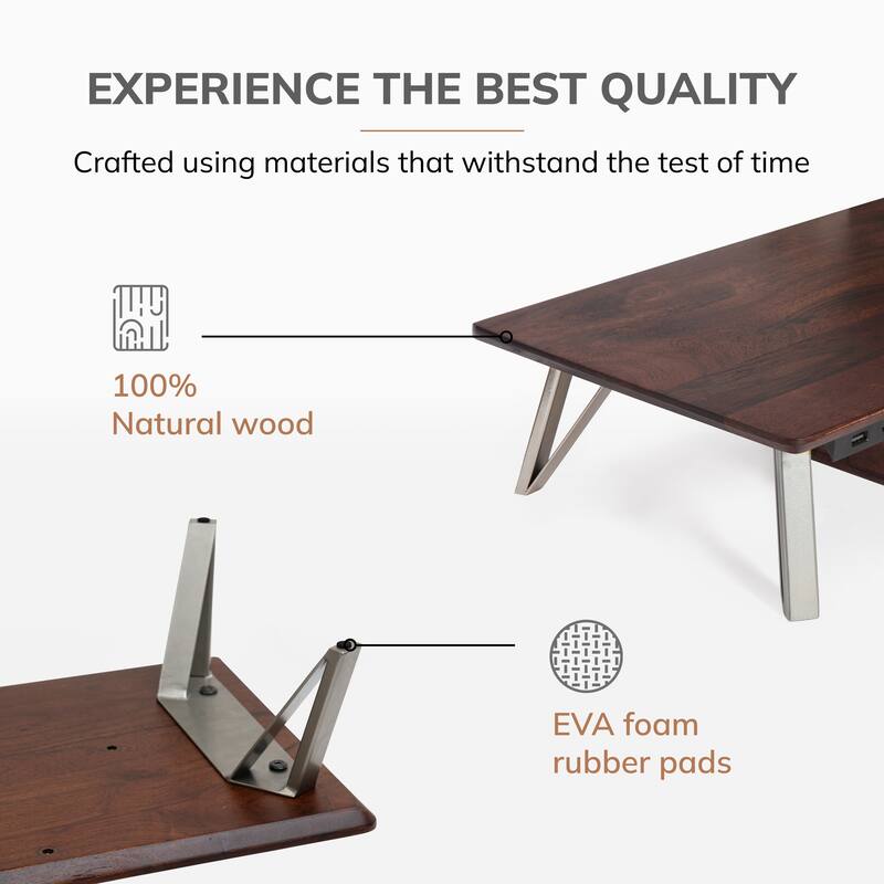 Jani Wood Monitor Stand Riser Desk - Ergonomic Design Stand, Desktop Organizer Table for Home, Office Workspace, Gaming Desk