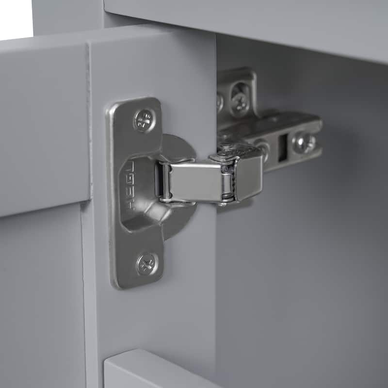 GDFStudio - Seren Wood & Ceramic Bathroom Vanity with Sink, Soft-Close Door, Shelf & 3 Drawers