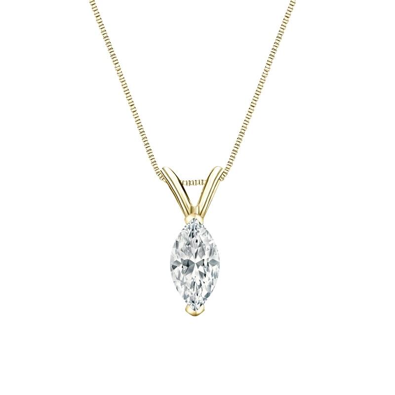 Auriya 18-karat Gold 0.60ctw Marquise Solitaire Lab Grown Diamond Necklace V-End Prong (H-I VS) - 0.60