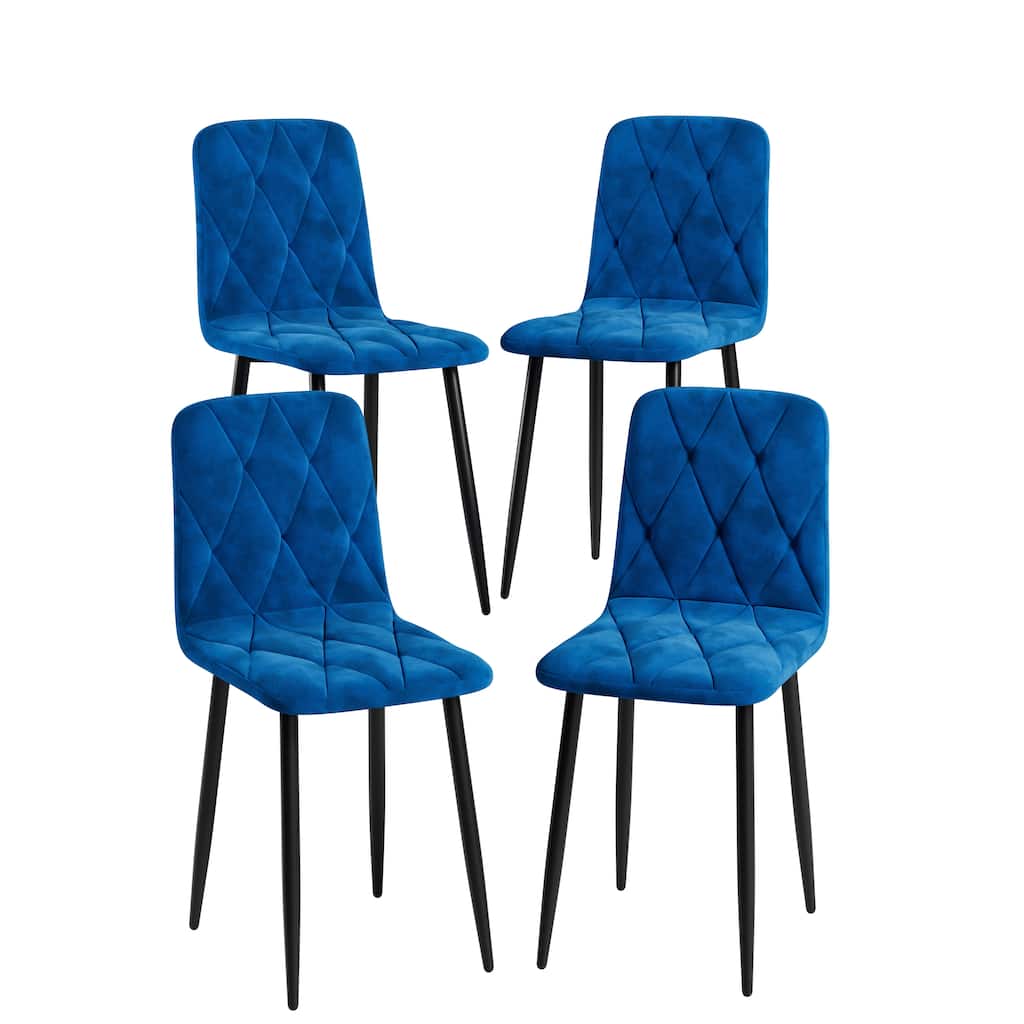 Modern Armless Dining Chairs, Velvet Dining Chairs with Upholstered Seats and Metal Legs, for Kitchens, Set of 4