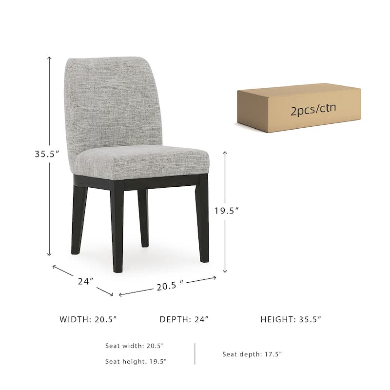 Burkhaus Dark Brown Dining Upholstered Side Chair, Set of 2 - 20.5" W x 24" D x 35.5" H