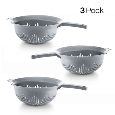 YBM Home 9.75 In. Plastic Colander Use for Pasta, Spaghetti 3 Pack