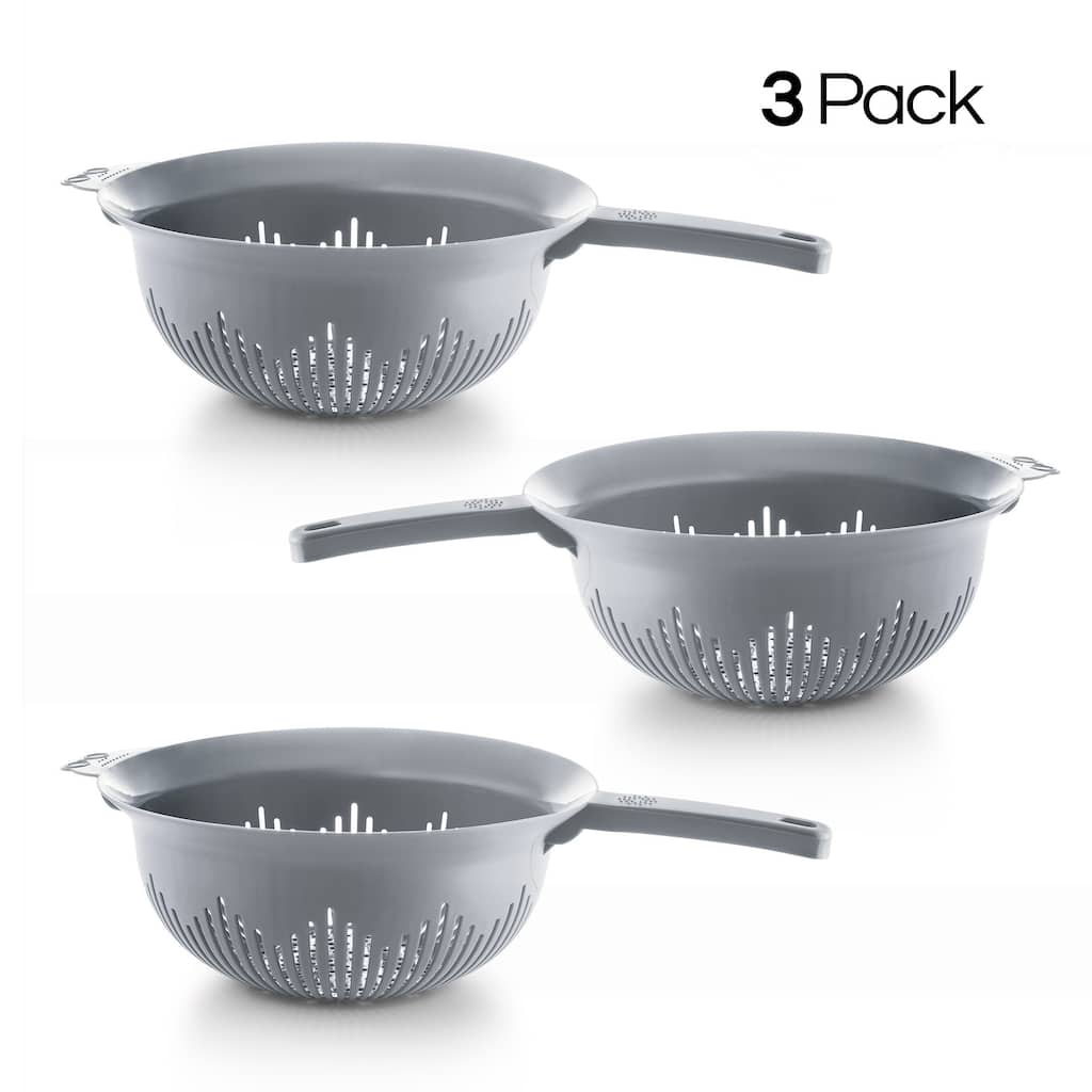 YBM Home 9.75 In. Plastic Colander Use for Pasta, Spaghetti 3 Pack