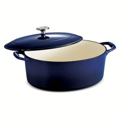 Tramontina 7 Qt Enameled Cast-Iron Series 1000 Covered Oval Dutch Oven - Gradated Cobalt