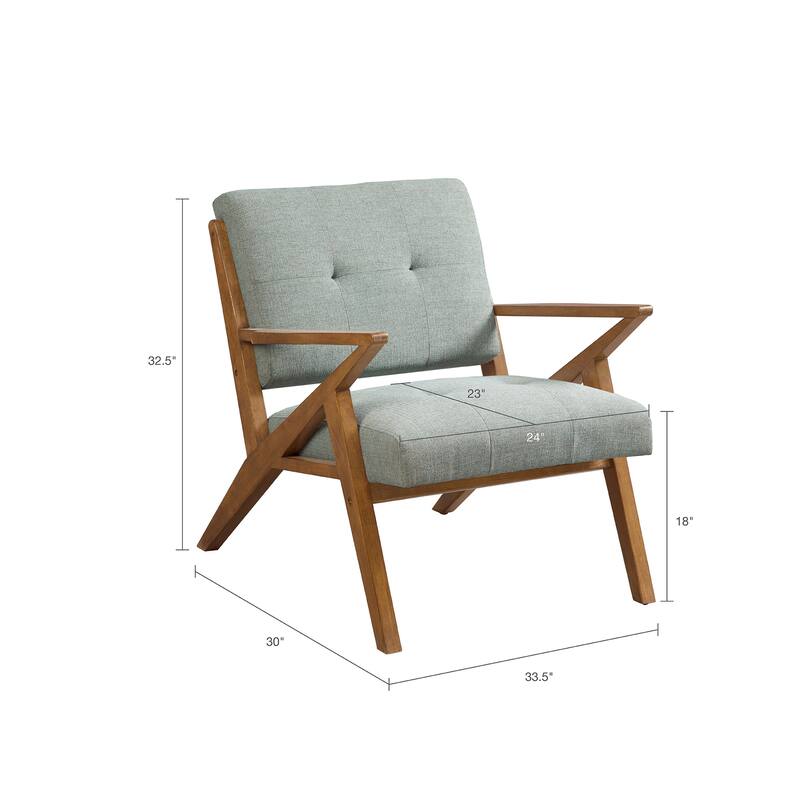 Roomfitters Mid Century Lounge Chair with Solid Wood Frame, Upholstered Accent Armchair for Living Room