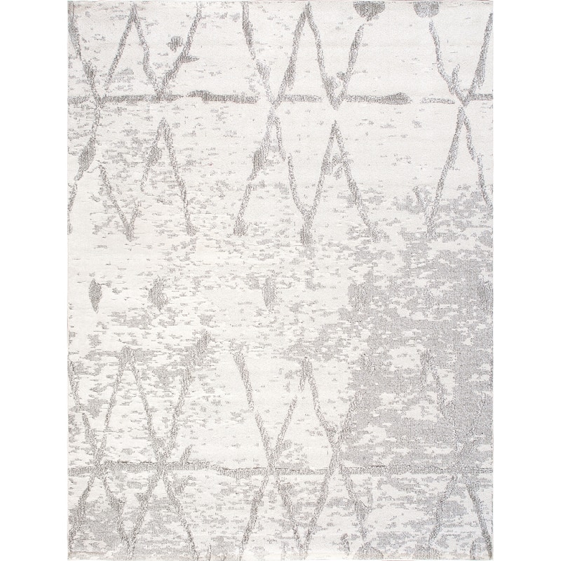 Pasargad Home Turkish Sutton Geometric Area Rug, Ivory/Grey - 8' 0" X 10' 0" - Ivory
