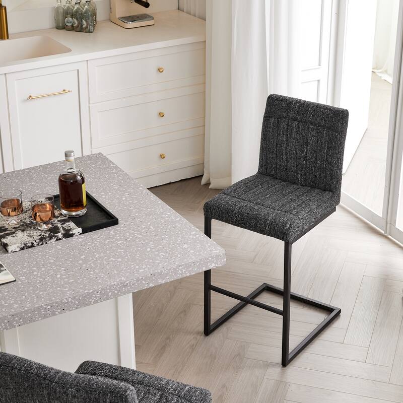 2 Sets Bar Stool - Fabric Chair with Sturdy Metal Frame, Stylish & Comfortable Seating for Kitchen Island, Living Room