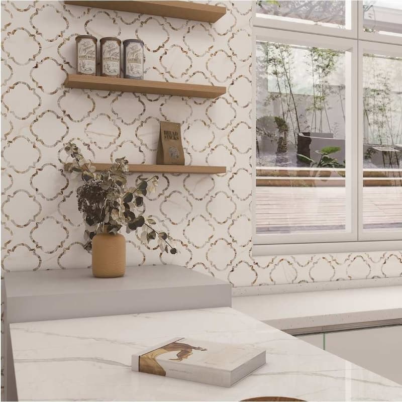 Delphi Pearl 12x12 Glass Arabesque Mosaic Tile - Wall, Backsplash