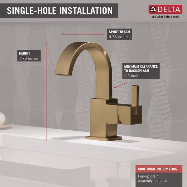 Shop Delta 553lf Vero Single Hole Bathroom Faucet With Pop Up Drain Overstock 17032569