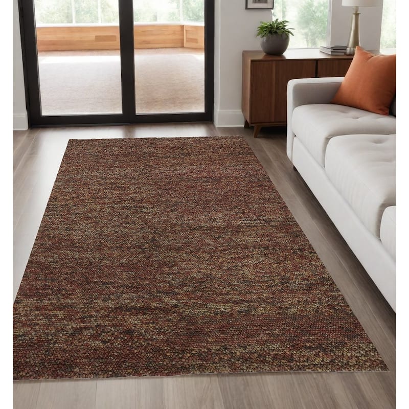 Tirev Distressed Stain Resistant Woven Durable Area Rug By HomeRoots - 96' X '60' X '0.68 - 96' X '60' X '0.68 - Orange Red - Rectangle