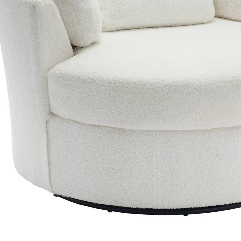 Modern Swivel Barrel Chair, Upholstered Swivel Accent Chair for Living Room