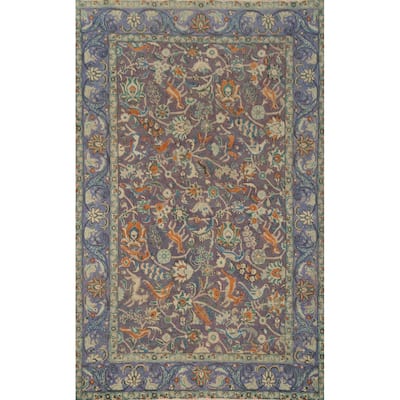 Hand Knotted Oriental 100% Wool Carpet Traditional All-Over Purples Tabriz Area Rug - 7' 10'' X 5' 3''