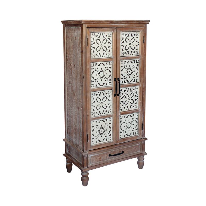 GDF Studio - Halden Tall Rustic Accent Storage Cabinet with Drawer and Double Doors