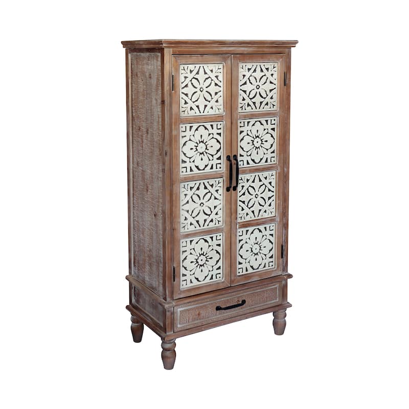 Rustic Tall Tower Storage Cabinet with Drawer and Three Enclosed Compartments