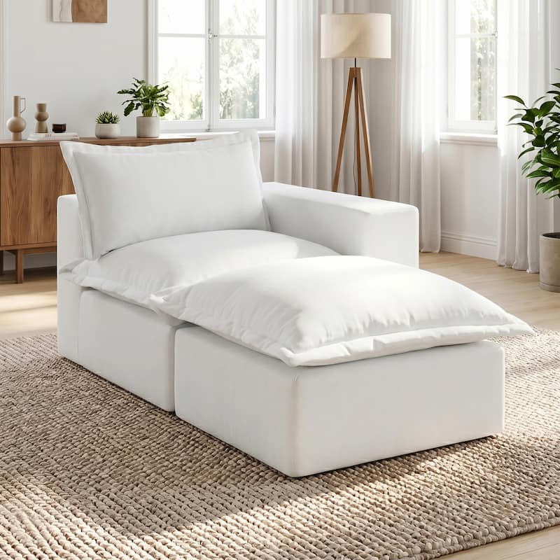 Comfy Cloud Couch Plush Modular Sectional Sofa For Living Room - Beige/2 piece - Right Facing