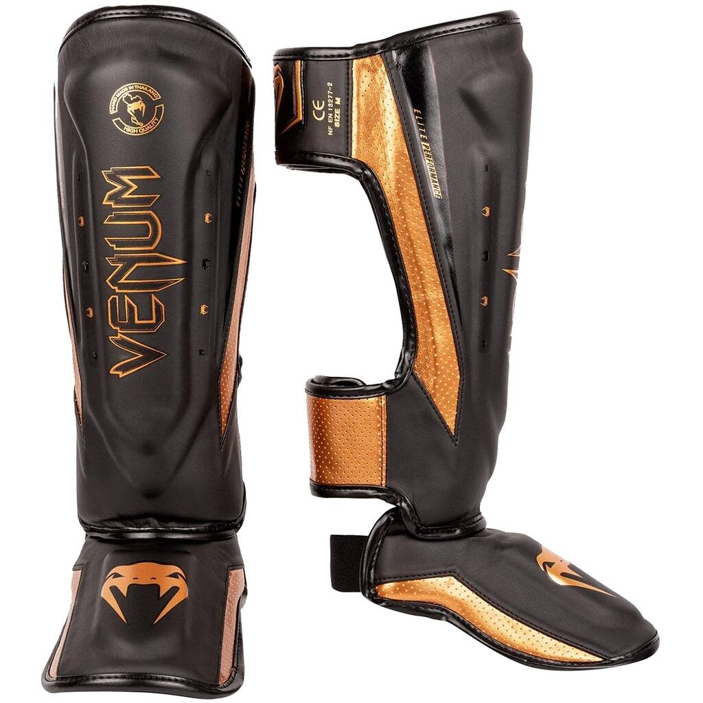 Venum Elite Evo Protective Shin Instep Guards - Black/Bronze