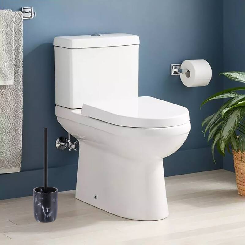 Marble Toilet Brush and Holder Set - 4 L x 4 W x 15.2 H