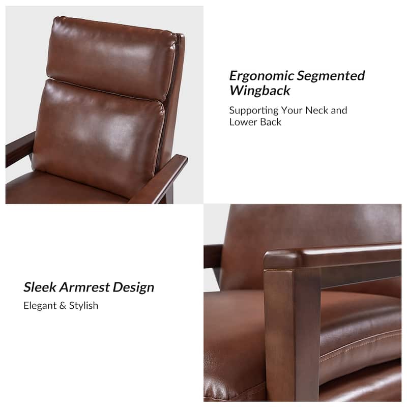 Patrick Mid-century Vegan Leather Solid Wood Recliner by HULALA HOME