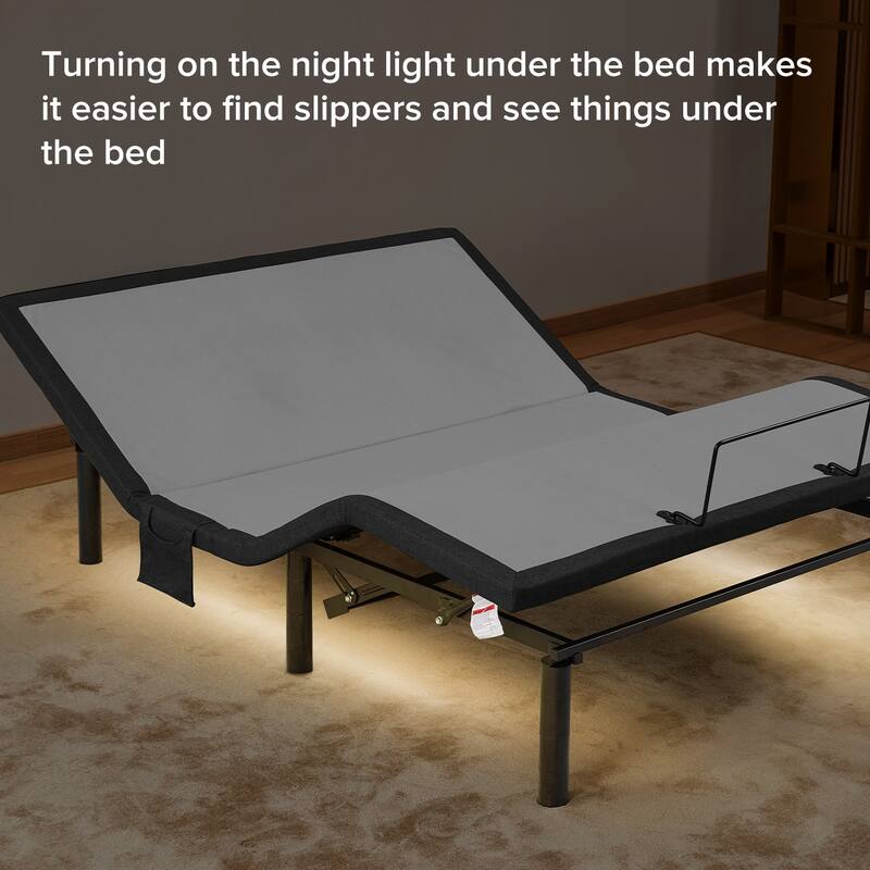 Ergonomic Queen Size Adjustable Bed, Zero Gravity Base for Stress Management w/Head and Foot Incline - Grey