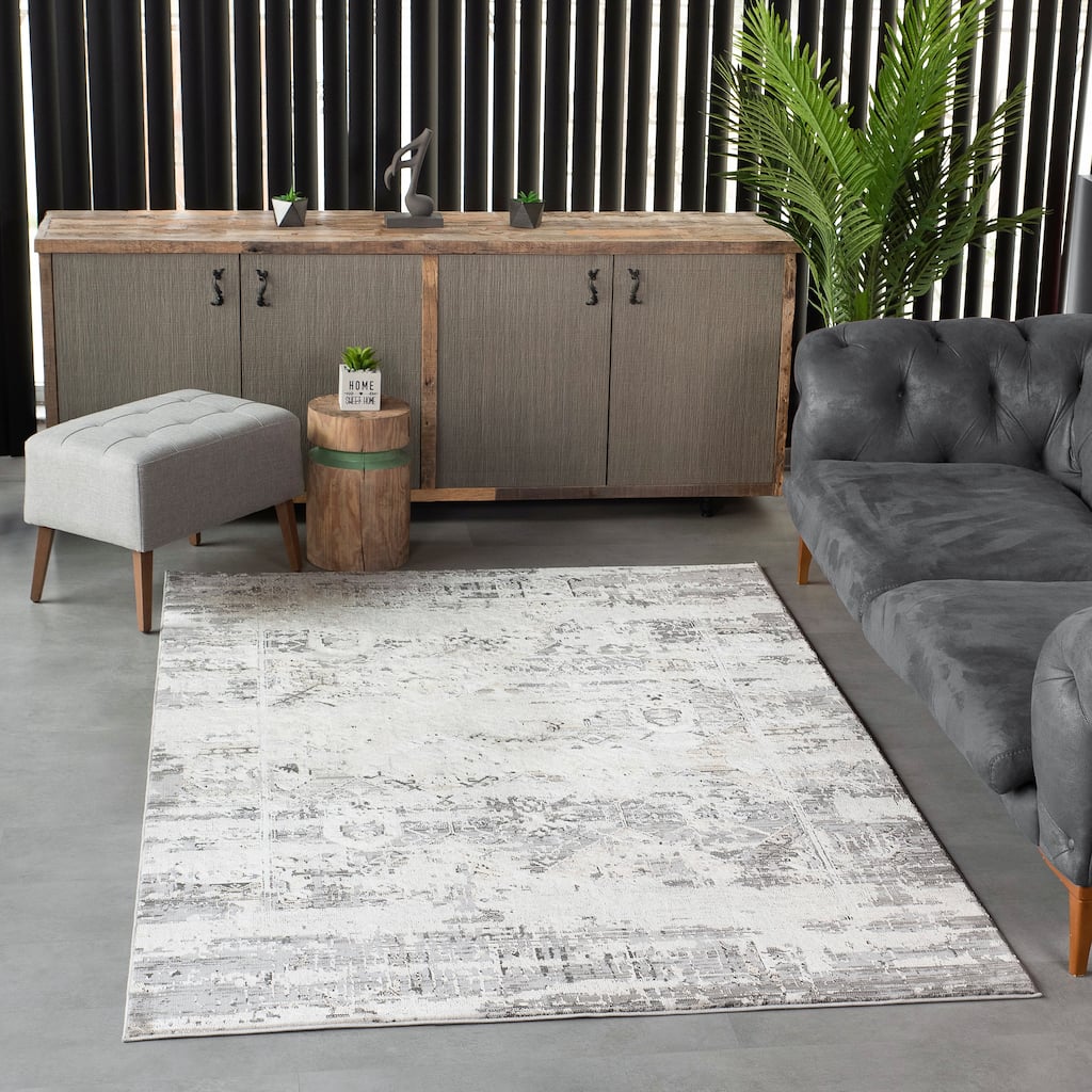 Bowman Classic Distressed Gray/Ivory Area Rug