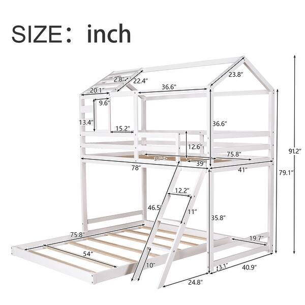 Merax Twin over Full House Bunk Bed with Ladder and Window - Bed Bath ...