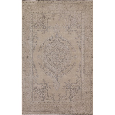 Antique Distressed Tabriz Persian Area Rug Hand-knotted Wool Carpet - 6'7" x 9'8"