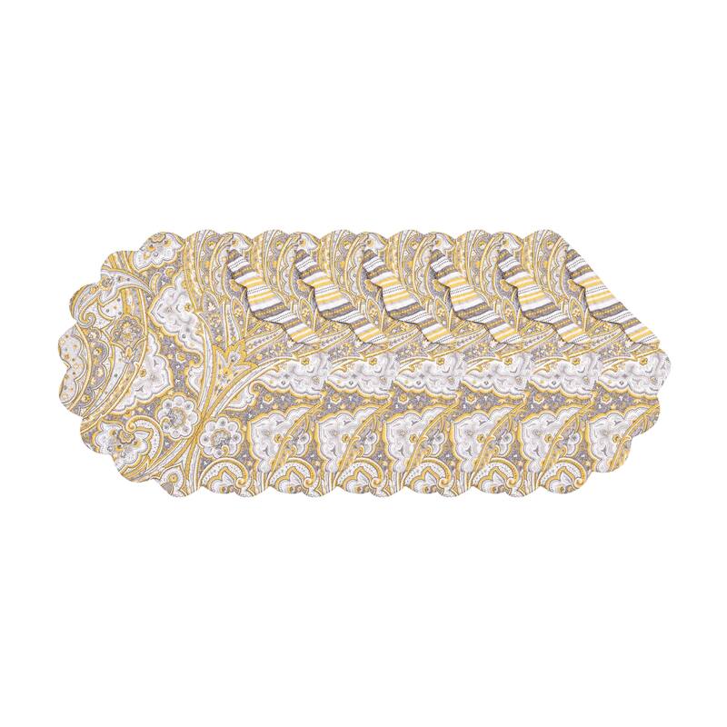 Shay Damask Round Quilted Placemat Set 6