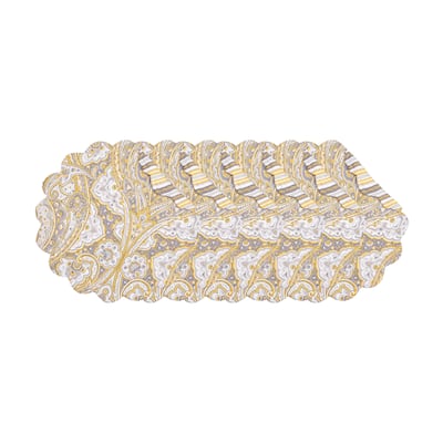 Shay Damask Round Quilted Placemat Set 6